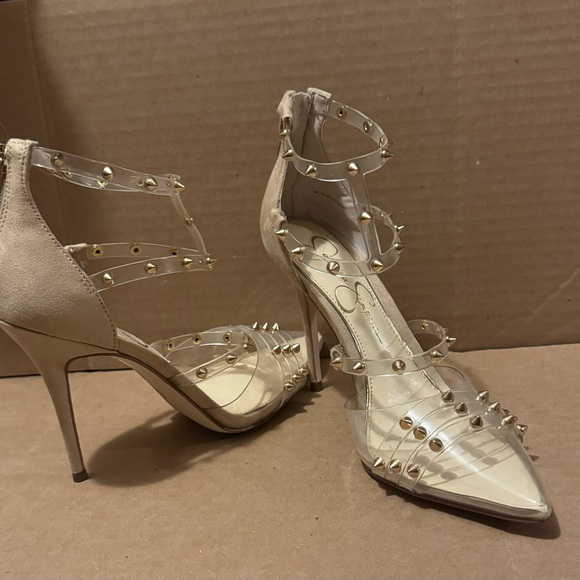 Jessica Simpson, JS-WAVERLY Stunning High Heels. Size 6M, color - Almond/Clear - Picture 3 of 5